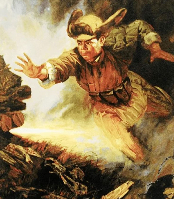 上甘嶺戰(zhàn)場(chǎng)黃繼光以血肉之軀堵住敵軍機(jī)槍射孔